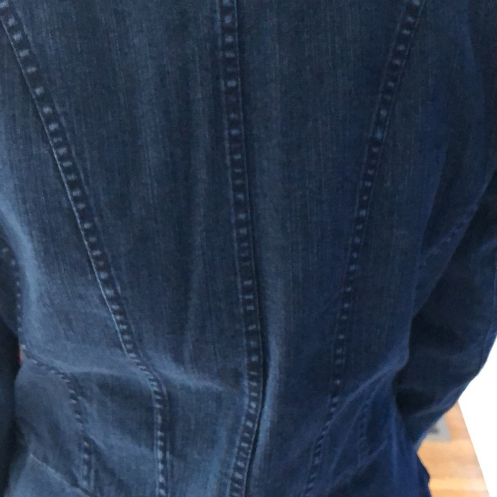 Talbots P2 denim peplum jean jacket - Picture 7 of 10